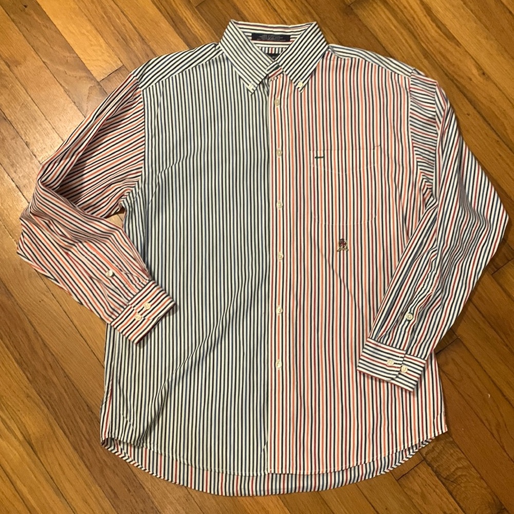 Y2K vintage Tommy Hilfiger multi color stripes button down shirt in EUC Size M